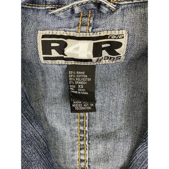 Womens Denim Jacket Size XS V Neck Button Up Pockets Blue Denim Cardigan - Picture 3 of 6